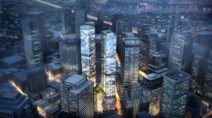Trans National Properties’ proposal for office and residential towers totaling 1.7 million square feet.