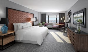 A rendering of the Westin Copley, where the guestrooms utilize sustainable vinyl tile and recycled and sustainable carpets.