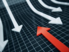 red arrow against blue arrow group