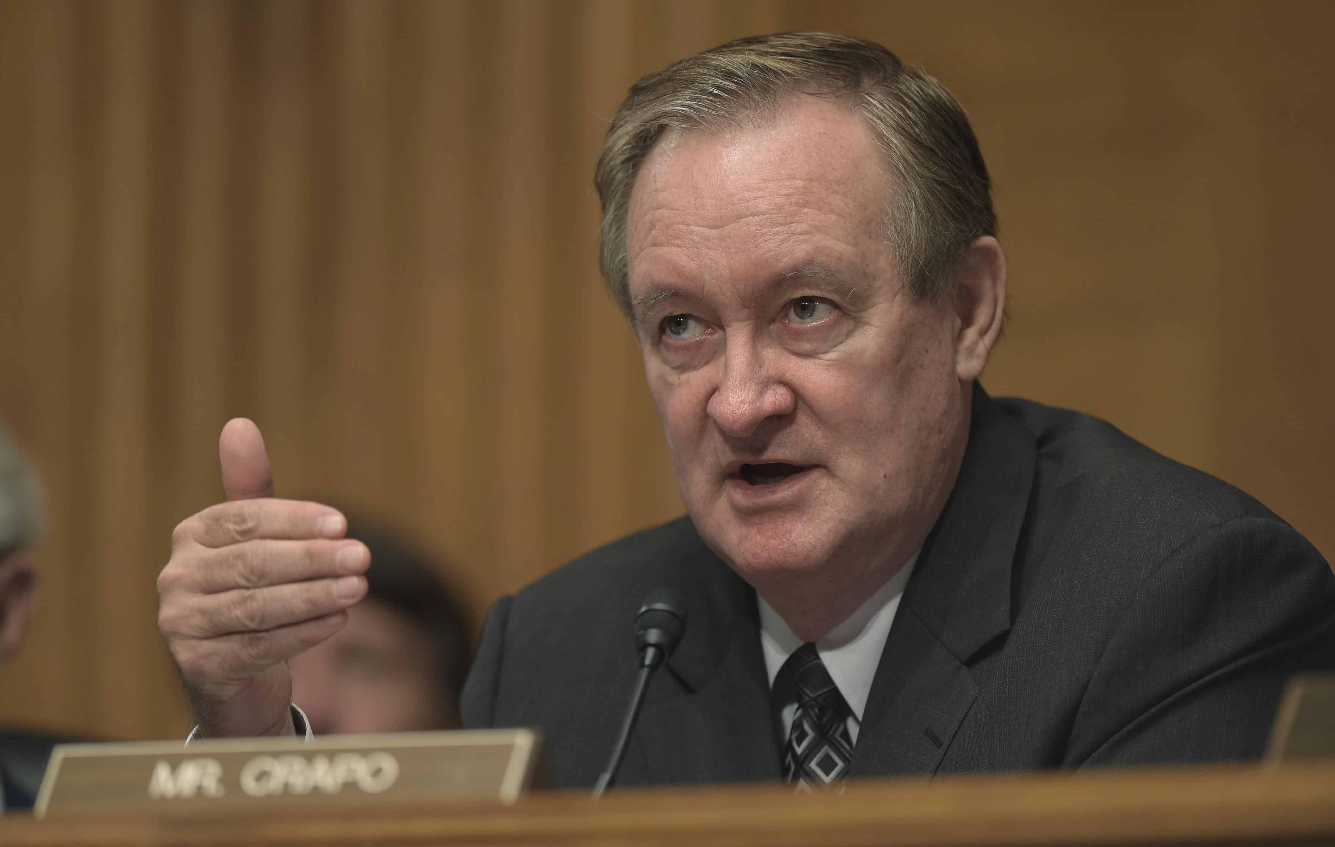 Senate Banking Committee member Sen. Mike Crapo R Idaho questions Wells Fargo Chief Executive Officer John Stumpf on Capitol Hill in Washington Tuesday Sept. 20 2016 during the committee's hearing. Stumpf was called before the committee for bet